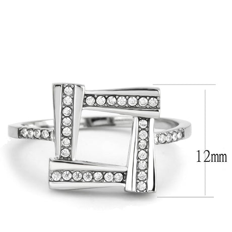 No Plating Stainless Steel Ring with AAA Grade CZ  in Clear