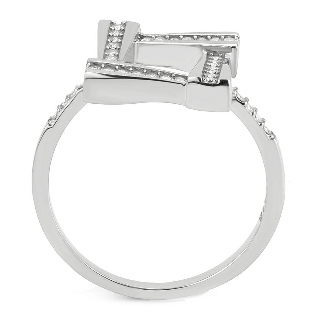 No Plating Stainless Steel Ring with AAA Grade CZ  in Clear
