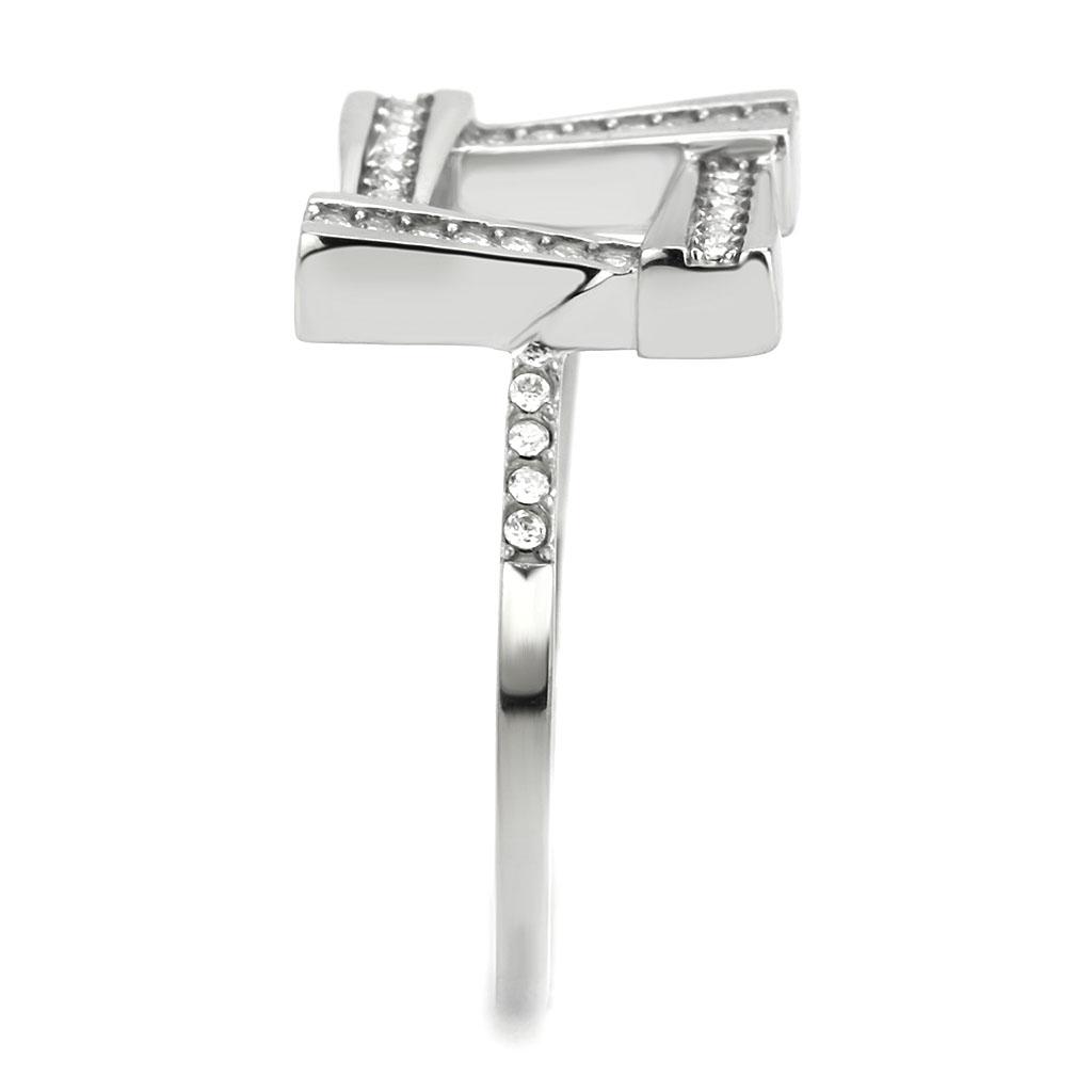 No Plating Stainless Steel Ring with AAA Grade CZ  in Clear