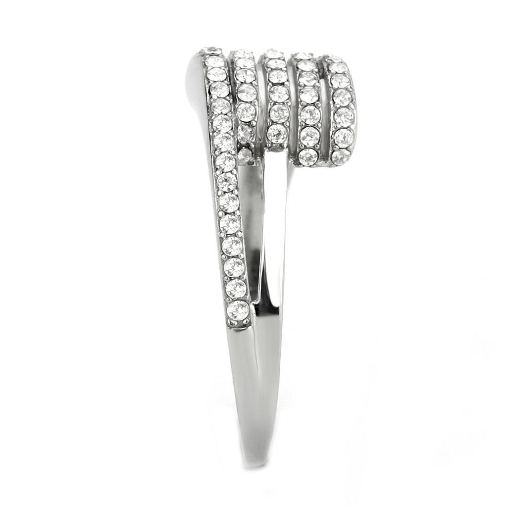 No Plating Stainless Steel Ring with AAA Grade CZ  in Clear