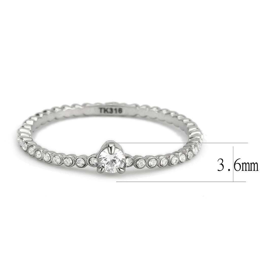 No Plating Stainless Steel Ring with AAA Grade CZ  in Clear