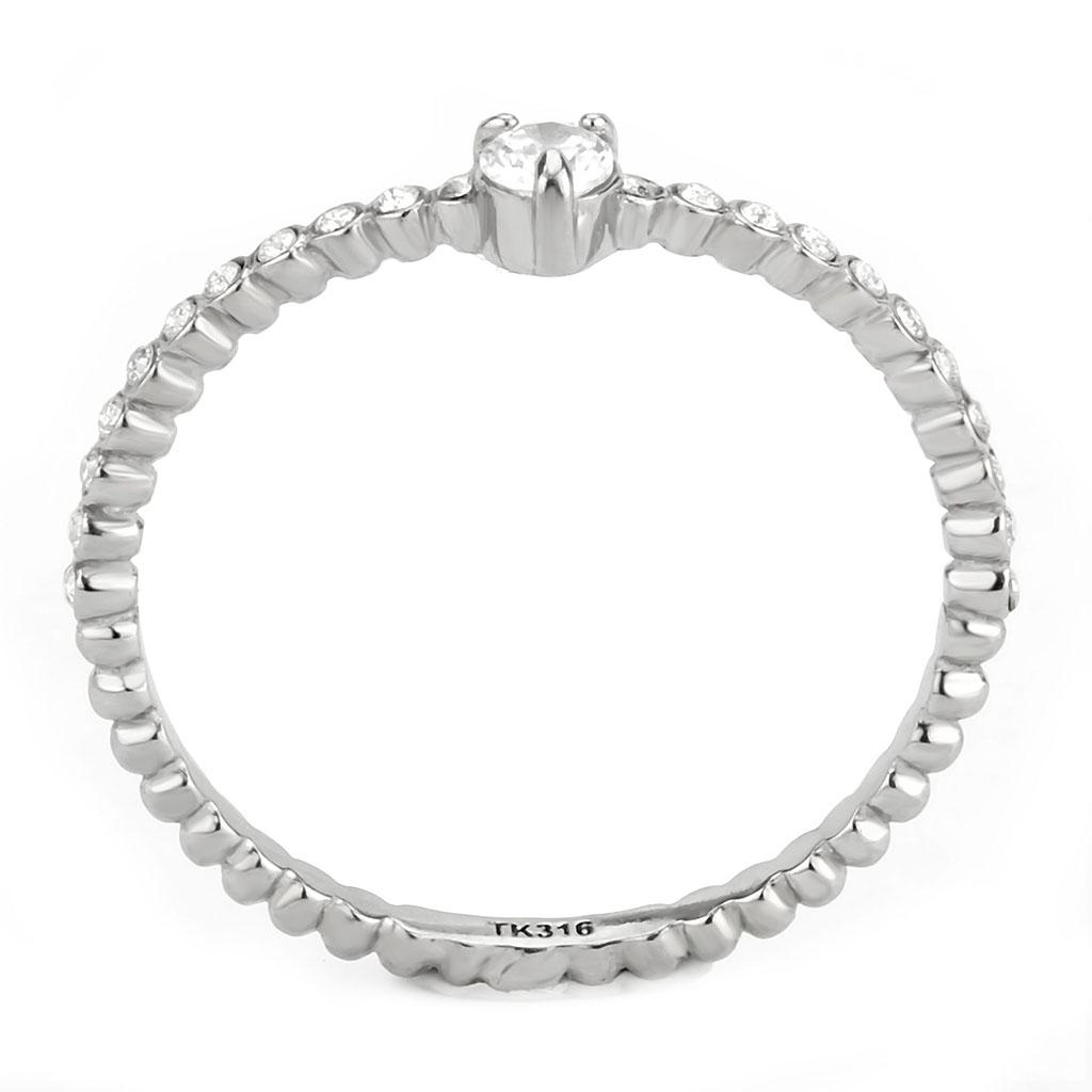 No Plating Stainless Steel Ring with AAA Grade CZ  in Clear