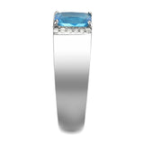No Plating Stainless Steel Ring with Synthetic Synthetic Glass in Sea Blue