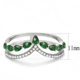 High polished (no plating) Stainless Steel Ring with Synthetic Synthetic Glass in Emerald