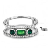 High polished (no plating) Stainless Steel Ring with Synthetic Synthetic Glass in Emerald