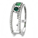High polished (no plating) Stainless Steel Ring with Synthetic Synthetic Glass in Emerald