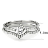 High polished (no plating) Stainless Steel Ring with AAA Grade CZ  in Clear