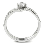 High polished (no plating) Stainless Steel Ring with AAA Grade CZ  in Clear