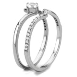 High polished (no plating) Stainless Steel Ring with AAA Grade CZ  in Clear