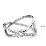 High polished (no plating) Stainless Steel Ring with AAA Grade CZ  in Clear