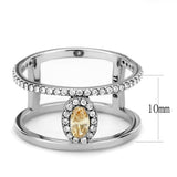 High polished (no plating) Stainless Steel Ring with AAA Grade CZ  in Champagne