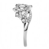 High polished (no plating) Stainless Steel Ring with AAA Grade CZ  in Clear