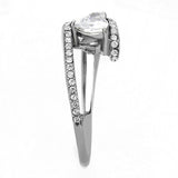 High polished (no plating) Stainless Steel Ring with AAA Grade CZ  in Clear