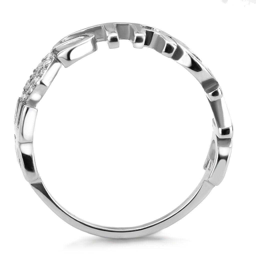 High polished (no plating) Stainless Steel Ring with AAA Grade CZ  in Clear