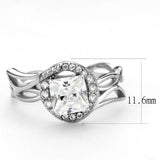 High polished (no plating) Stainless Steel Ring with AAA Grade CZ  in Clear