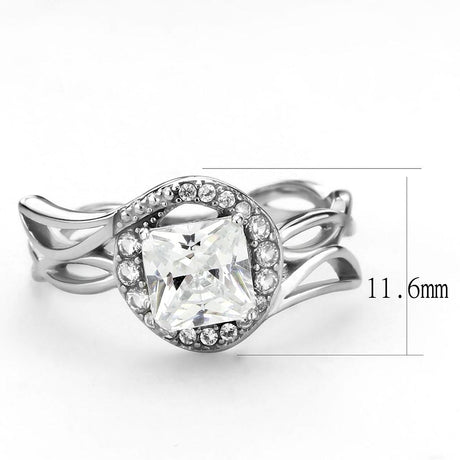 High polished (no plating) Stainless Steel Ring with AAA Grade CZ  in Clear
