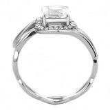 High polished (no plating) Stainless Steel Ring with AAA Grade CZ  in Clear