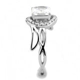 High polished (no plating) Stainless Steel Ring with AAA Grade CZ  in Clear