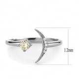 High polished (no plating) Stainless Steel Ring with AAA Grade CZ  in Champagne
