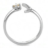High polished (no plating) Stainless Steel Ring with AAA Grade CZ  in Champagne