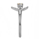 High polished (no plating) Stainless Steel Ring with AAA Grade CZ  in Champagne