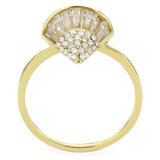 IP Gold(Ion Plating) Stainless Steel Ring with AAA Grade CZ  in Clear