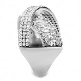 High polished (no plating) Stainless Steel Ring with AAA Grade CZ  in Clear