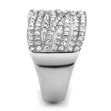 High polished (no plating) Stainless Steel Ring with AAA Grade CZ  in Clear