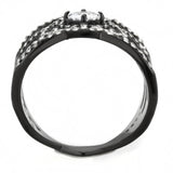 IP Black(Ion Plating) Stainless Steel Ring with AAA Grade CZ  in Clear