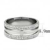 High polished (no plating) Stainless Steel Ring with AAA Grade CZ  in Clear