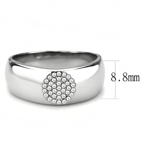 High polished (no plating) Stainless Steel Ring with AAA Grade CZ  in Clear