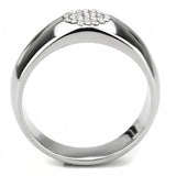 High polished (no plating) Stainless Steel Ring with AAA Grade CZ  in Clear