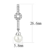 High polished (no plating) Stainless Steel Earrings with Synthetic Pearl in White