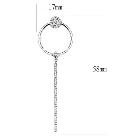High polished (no plating) Stainless Steel Earrings with AAA Grade CZ  in Clear