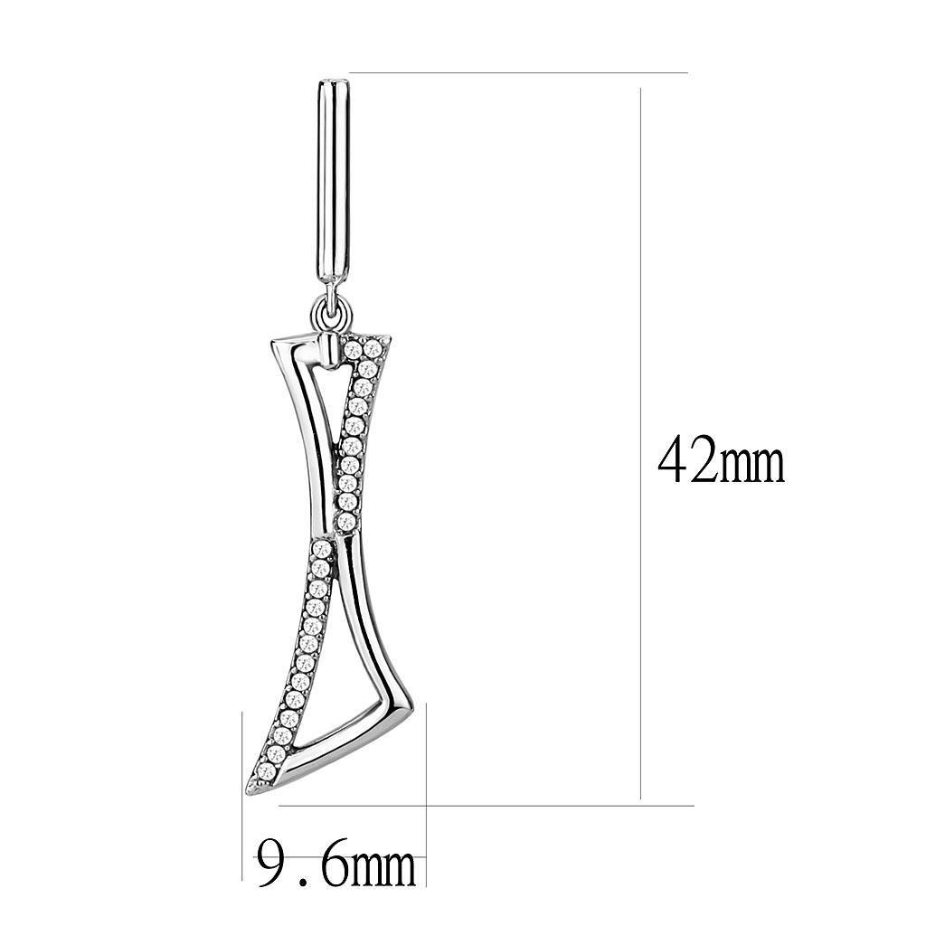 High polished (no plating) Stainless Steel Earrings with AAA Grade CZ  in Clear