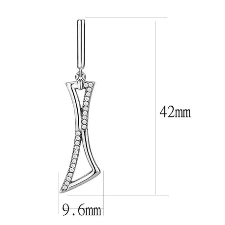 High polished (no plating) Stainless Steel Earrings with AAA Grade CZ  in Clear