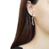 High polished (no plating) Stainless Steel Earrings with AAA Grade CZ  in Clear