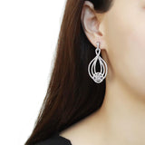 High polished (no plating) Stainless Steel Earrings with AAA Grade CZ  in Clear
