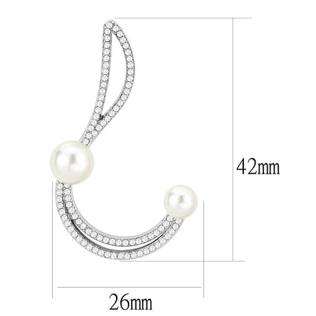 High polished (no plating) Stainless Steel Earrings with Synthetic Pearl in White