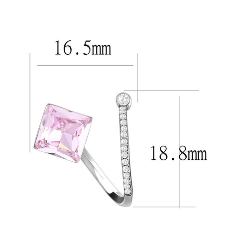 High polished (no plating) Stainless Steel Earrings with Top Grade Crystal  in Light Rose