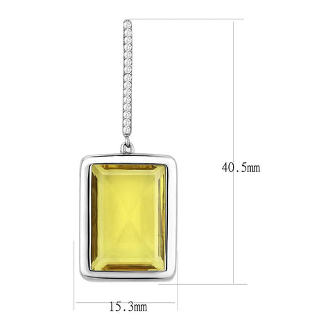 High polished (no plating) Stainless Steel Earrings with Top Grade Crystal  in Topaz