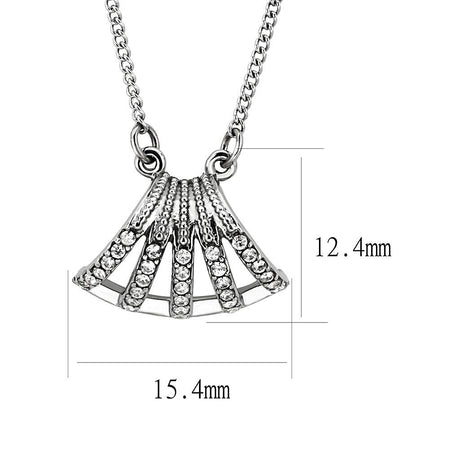 High polished (no plating) Stainless Steel Chain Pendant with AAA Grade CZ  in Clear