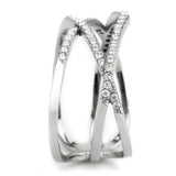 High polished (no plating) Stainless Steel Ring with AAA Grade CZ  in Clear