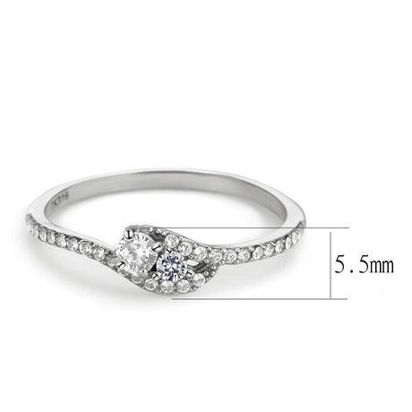 High polished (no plating) Stainless Steel Ring with AAA Grade CZ  in Clear