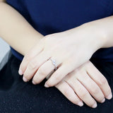 High polished (no plating) Stainless Steel Ring with AAA Grade CZ  in Clear