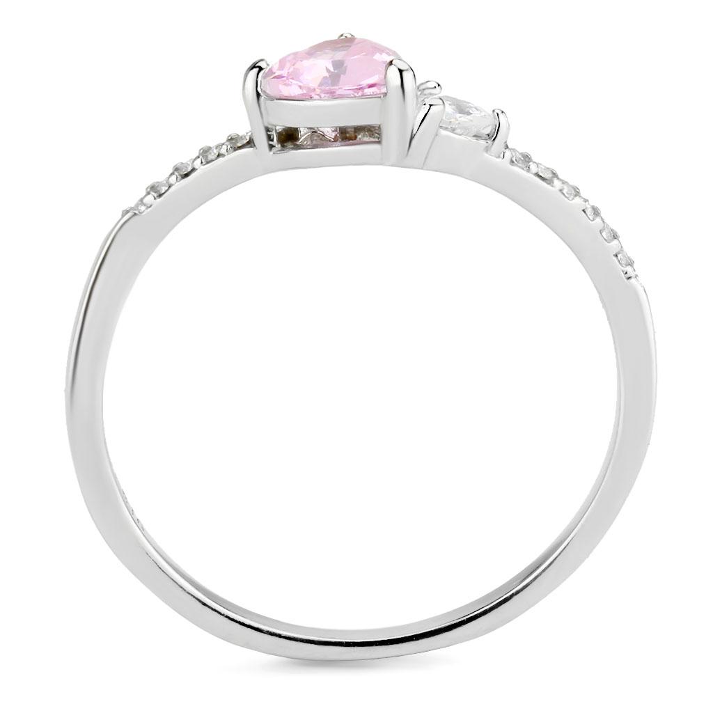 High polished (no plating) Stainless Steel Ring with AAA Grade CZ  in Rose