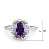 High polished (no plating) Stainless Steel Ring with AAA Grade CZ  in Amethyst