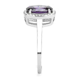 High polished (no plating) Stainless Steel Ring with AAA Grade CZ  in Amethyst