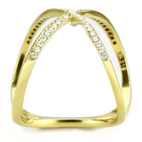 IP Gold(Ion Plating) Stainless Steel Ring with AAA Grade CZ  in Clear
