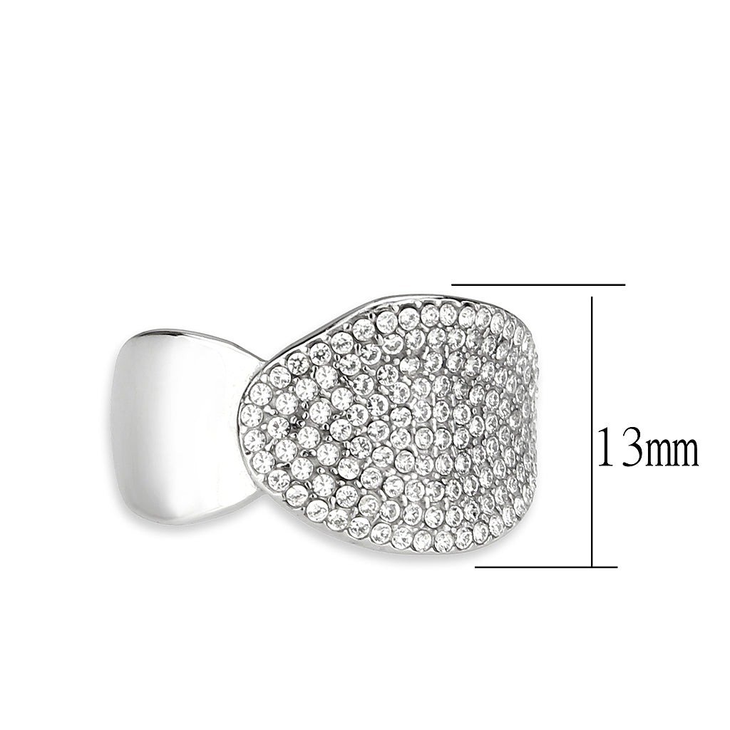 High polished (no plating) Stainless Steel Ring with AAA Grade CZ in Clear